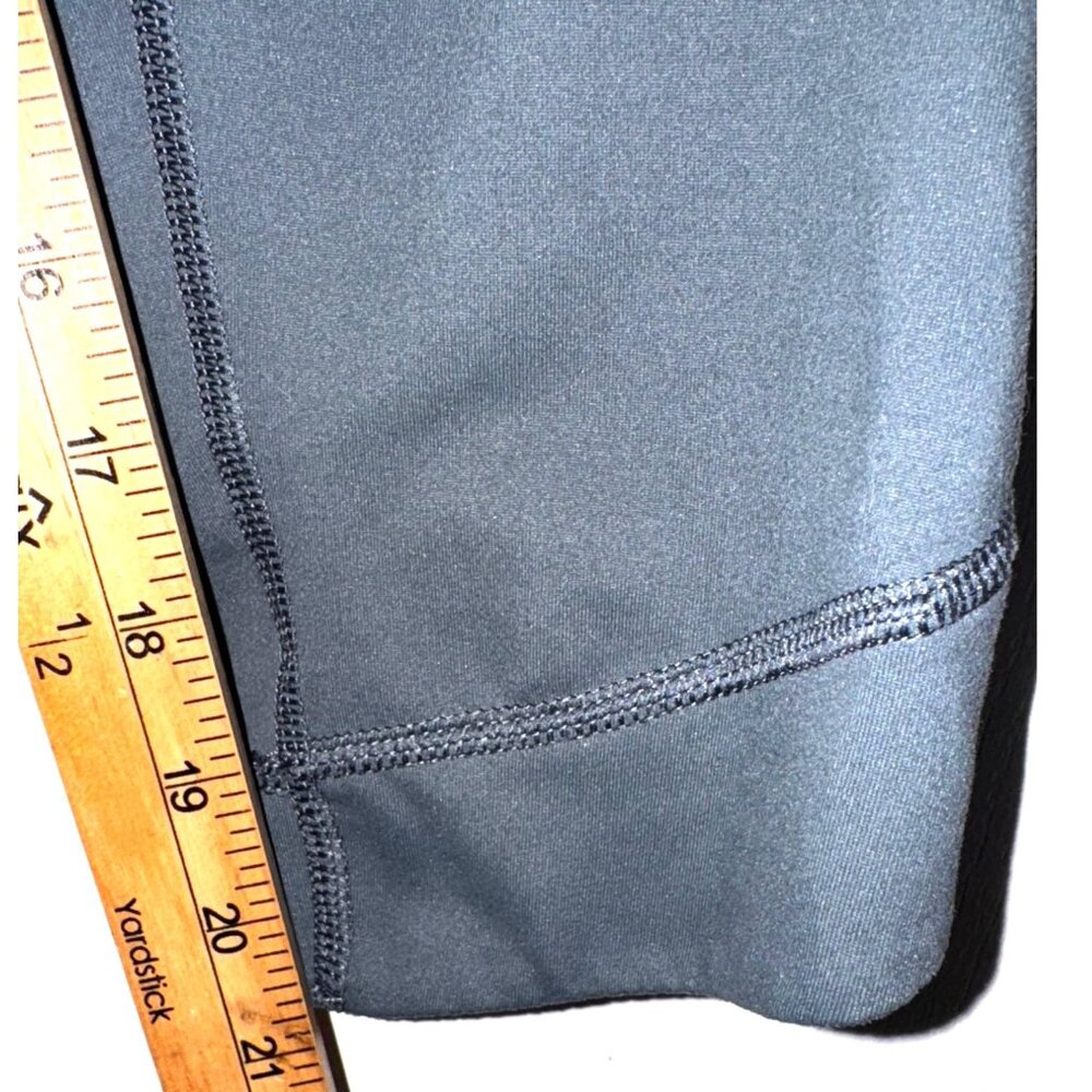 High Waisted Athletic Cropped Leggings W/ Side Pockets Slate Blue Pai Activewear - Picture 7 of 7